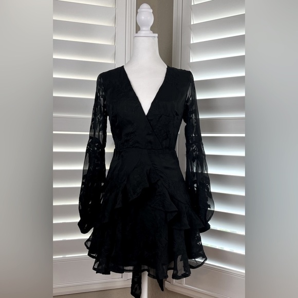 Black Dress W/Lace, Sheer Back Sz XS-2, by Hello Molly - Picture 2 of 7